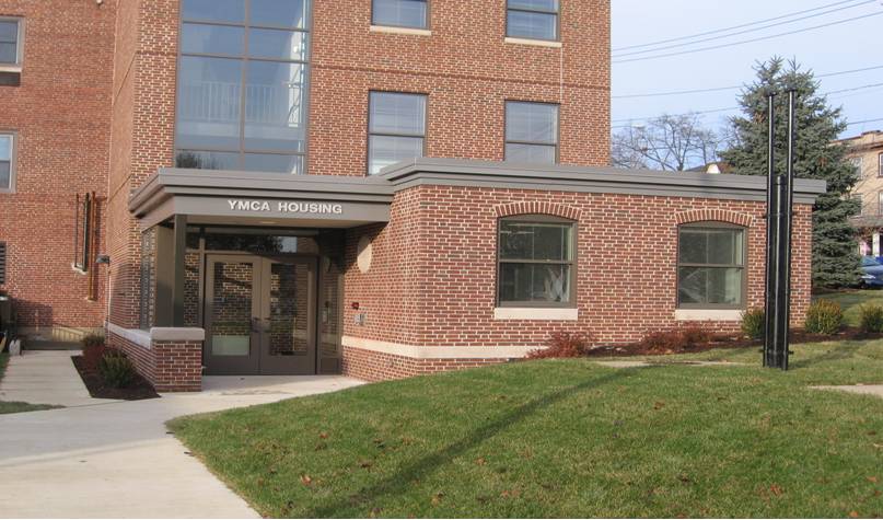 Photo of Bethlehem Affordable Housing entrance as seen from the side of the building 